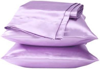 Dreamkingdom Standard Solid Silky Satin Pillow Cases - Lavender ( Pack of 2 )