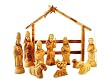 Olive Wood Nativity Set with Modern Creche