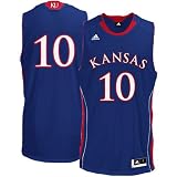 NCAA adidas Kansas Jayhawks #10 Replica Basketball Jersey-Royal Blue (Large)