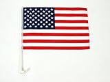 CAR FLAG: USA America, 12" x 18" High Quality Polyester Car Flag