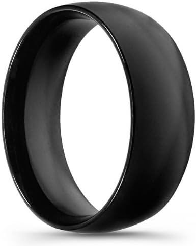 316L Stainless Steel Men's Ring-Black Band-High Polished-Band Width:8mm
