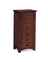 Mission Style Oak Finish Wood Jewelry Storage Armoire