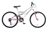 Townsend Vogue 24 Girls Front Suspension Mountain Bike - 13 Inch, White/Pink