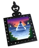 Snowman Sunset Cast Iron Tile Trivet