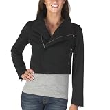 Mossimo Black: Zip Front Moto Jacket-Ebony