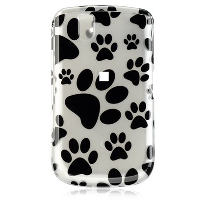 White with Black Dog Paw Prints Design Snap-On Cover Hard Case Cell Phone Protector for BlackBerry 9630 Tour