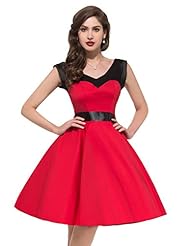 V-neck Cotton Cocktail Scoop Neck Sleeveless Vintage Bridesmaid Dress/Prom Dress/Party Dress 