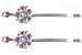 Hair Clip - H78 - Bobby Pin Style - Circle and Stars ~ 2-1/2" Long - Bright Silver Metal - Rose (Pink) and Iridescent Crystals - 2 Pc Set