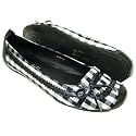 Womens Black Flat Check Comfort Ladies Pumps Shoes