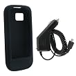 Black Silicone Skin Case for Samsung Mythic A897 + Car Charger