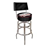 IMAGE OF Trademark Four Aces Padded Bar Stool With Back, Black