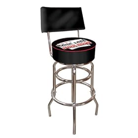 Trademark Four Aces Padded Bar Stool With Back, Black 