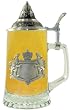 0.4 Liter Glass Beer Stein with Engravable Pewter Bavarian Badge & Conical Lid