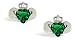 14K White Gold Heart Created Emerald and Diamond Celtic Claddagh Earrings
