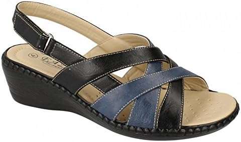 Eaze Womens/Ladies Cross Over Wedge Heel Sandals (8 US) (Navy)