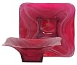 Colorful Recycled Art Glass Small Raspberry Red Wing Bowl 7 1/2"D, 2 1/2"H