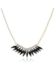 Jet Cabochon and Crystal Pave Vintage Inspired Gold Tone Pendant Necklace, 18"+3" Extender