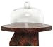 Glass Small Pastry Dome with Log Wood with Bark and Grooved Base 11 1/2"D x 9 3/4"H