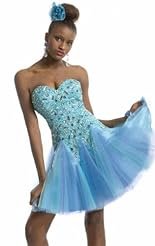 Beaded Crystals Applique Lace Crystal Short Chiffon/Taffeta/Tulle Homecoming Dress/Party Dress/Mini Dress 