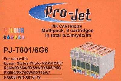 Projet ink set of 6 T0801 - T0806 T0807 compatible for Epson inkjet printer R265 R285 R360 RX560 RX585 RX685 PX650 P50 PX660 PX700W PX710W PX720WD PX730WD PX800W PX800FW PX810FW PX820FWD PX830FWD