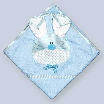 Blue Bunny Hooded Bath with Washcloth