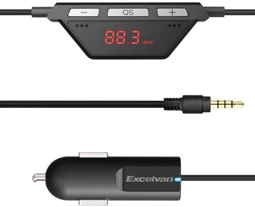 Excelvan FM Transmitter 3.5mm Audio Car Charger for Samsung Galaxy S5/ 4/3/IV/III, Samsung Galaxy Note 3/2/III/II, Nexus 5/4, HTC One/M8, Blackberry Z10, SONY smart phone, MP3, MP4(F28B)