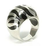 Ladies Zebra Animal Print Sterling Silver Fashion Ring
