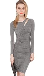 Sexy Long Sleeves  Stretchy Spring Winter  Dress With Ruffles