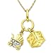 14k Yellow Gold Diamond Carriage and Block Charm Pendant (.027 cttw, I-J Color, I2-I3 Clarity), 18