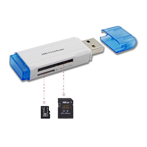 TOOPOOT Super Speed USB 3.0 Micro SD/SDXC TF Card Reader with 2 Solt (blue)