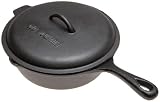 Review Old Mountain 10109 / Old Mountain Pre Seasoned 10109 3 Quart Deep Fry Skillet with Assist Handle and Lid, 10 1/2 Inch x 3 Inch