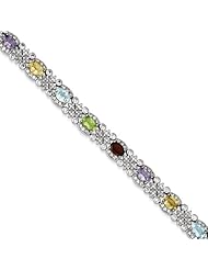 Sterling Silver Rainbow Semi-precious & Cz Bracelet, Best Quality Free Gift Box Satisfaction Guaranteed