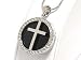 White Gold Plated Deco Cross Black Onyx Necklace Fashion Jewelry