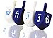 Hanukkah Dreidel Bulk Solid Blue & White Wooden Dreidels Hand Painted - Game Instructions Included! (4-Pack)