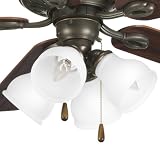 Progress Lighting P2627-20 4-Light Fan Light Kit with Etched Glass Spring Clip Attachment and Quick-Connect Wiring, Antique Bronze