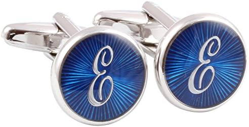 Men's Shirts Cufflinks Alphabet Letter Round Color Silver (E)