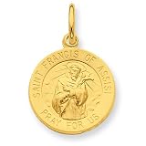 24k Gold-plated Sterling Silver St. Francis Medal.18