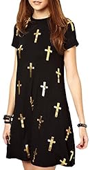 Short Sleeves General Print Round Neck Knit Club Dress/Wedding Party Dress/Mini Dress 