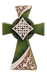 7" Woodcut Green Irish Blessings Celtic Cross Figure