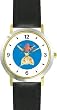 Hey Diddle Diddle - The Cow Jumped Over the Moon No.2 - from Mother Goose by Artist: Sylvia Long - WATCHBUDDY&reg; DELUXE TWO-TONE THEME WATCH - Arabic Numbers - Black Leather Strap-Size-Large ( Men's Size or Jumbo Women's Size )