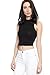 TheMogan Women's High Mock Neck Crop Tank Top Sleeveless Cropped Tee T-Shirt