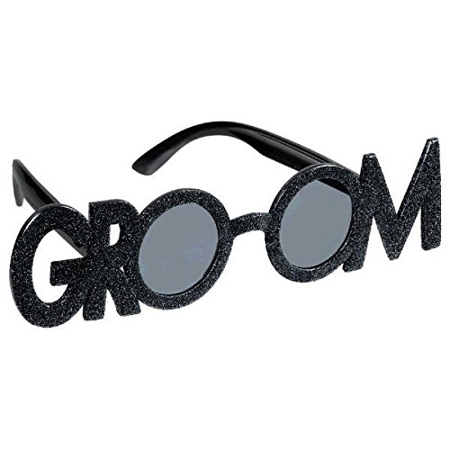 Amscan Avant Garde Groom Glitter Sunglasses Bachelor s Party Novelty Favors, 7.9 x 2.5", Black