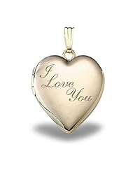 Solid 14K Yellow Gold "Sweetheart" I Love You Locket 3/4 inch x 3/4 inch in Solid 14K Yellow Gold