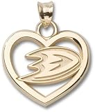 Anaheim Ducks New Foot Logo Pierced Heart 5/8" Sterling Silver Charm/Pendant
