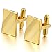 INBLUE Men's Rhodium Plated Cufflinks Gold Square Shirt Wedding