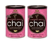 2 Canisters of Flamingo Vanilla Decaf Sugar-Free Chai, 11.9oz.