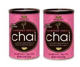 2 Canisters of Flamingo Vanilla Decaf Sugar-Free Chai, 11.9oz. by David Rio San Francisco