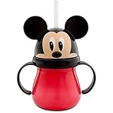 Mickey Mouse Head Cup with Handle and Straw - Mickey Mouse Kids Cup
