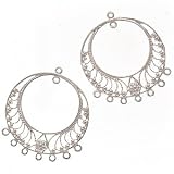 Sterling Silver Fine Filigree Hoop Chandelier Earring Parts 37mm (1 Pair)