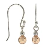 Sterling Silver Small Champagne cz disco ball Earrings